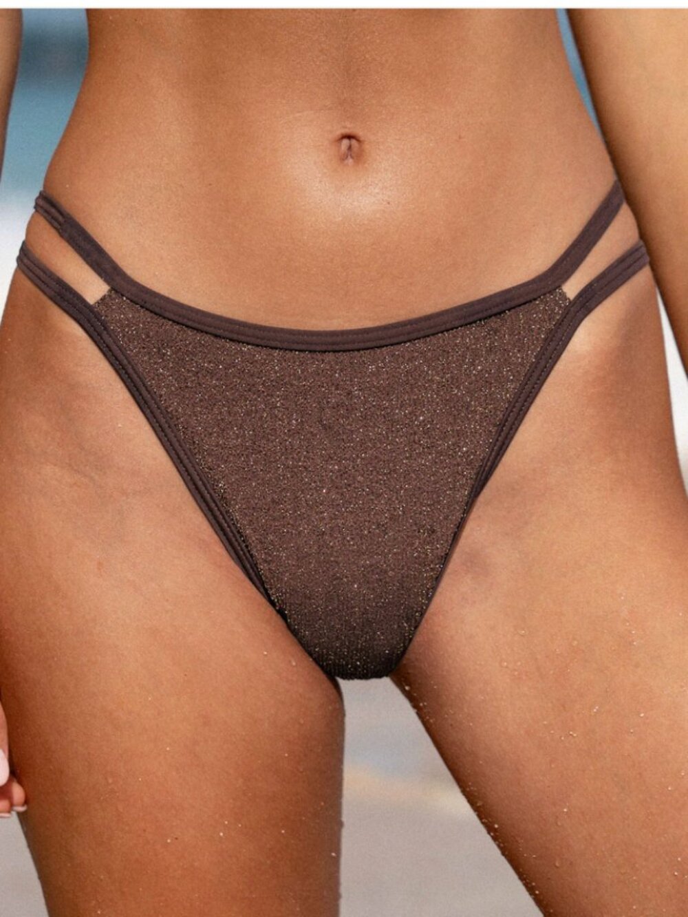 Berlook Dark Coffee Cutout Bikini Bottom, NWT Size Medium